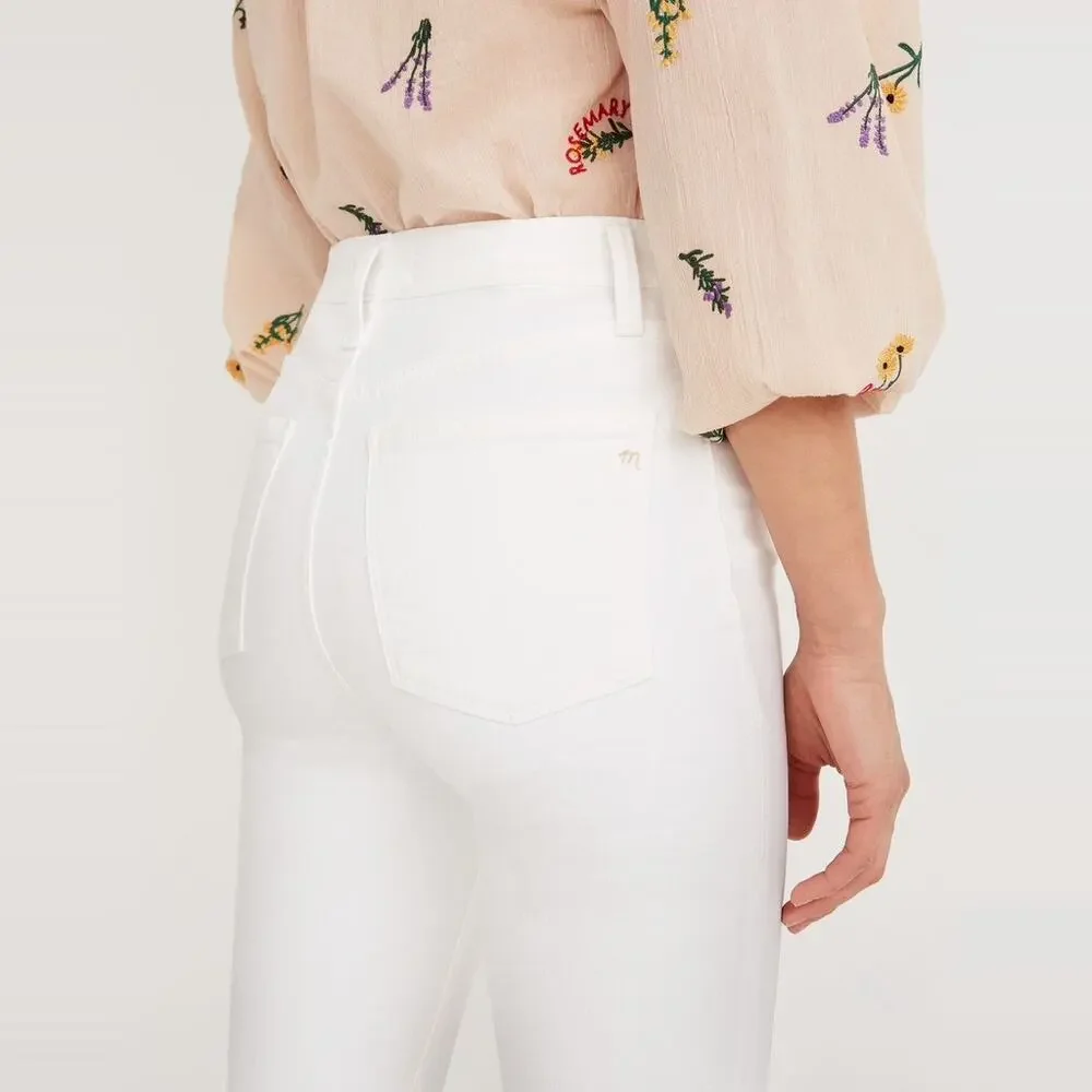Madewell Cali Demi-Boot Jeans in Pure White w/ Raw-Hem size 28